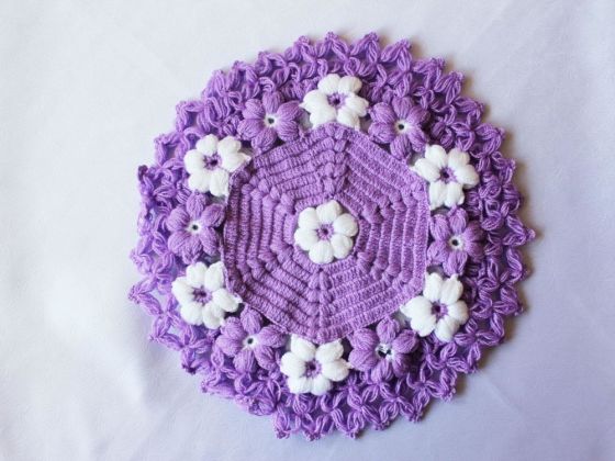 Handcrafted Wool Fiber Purple Daisy