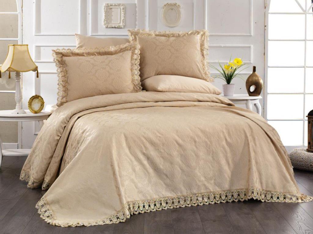 Ela Jacquard Chenille Bedspread - Cappucino