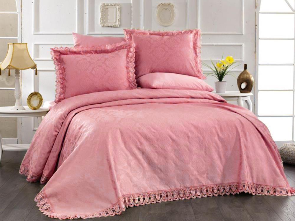 Ela Jacquard Chenille Bedspread - Powder