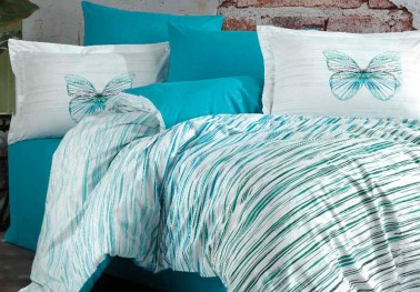 Hobby - Eldora Single Quilted Duvet Cover Set Turquoise Hobby - Eldora Single Quilted Duvet Cover Set Turquoise