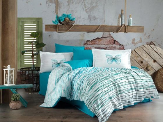 Eldora Single Duvet Cover Set Turquoise