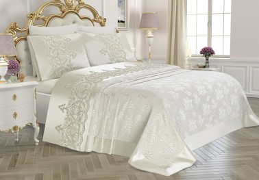 Çeyiz Diyarı - Elegance طقم غطاء صيفي لون كريمي
