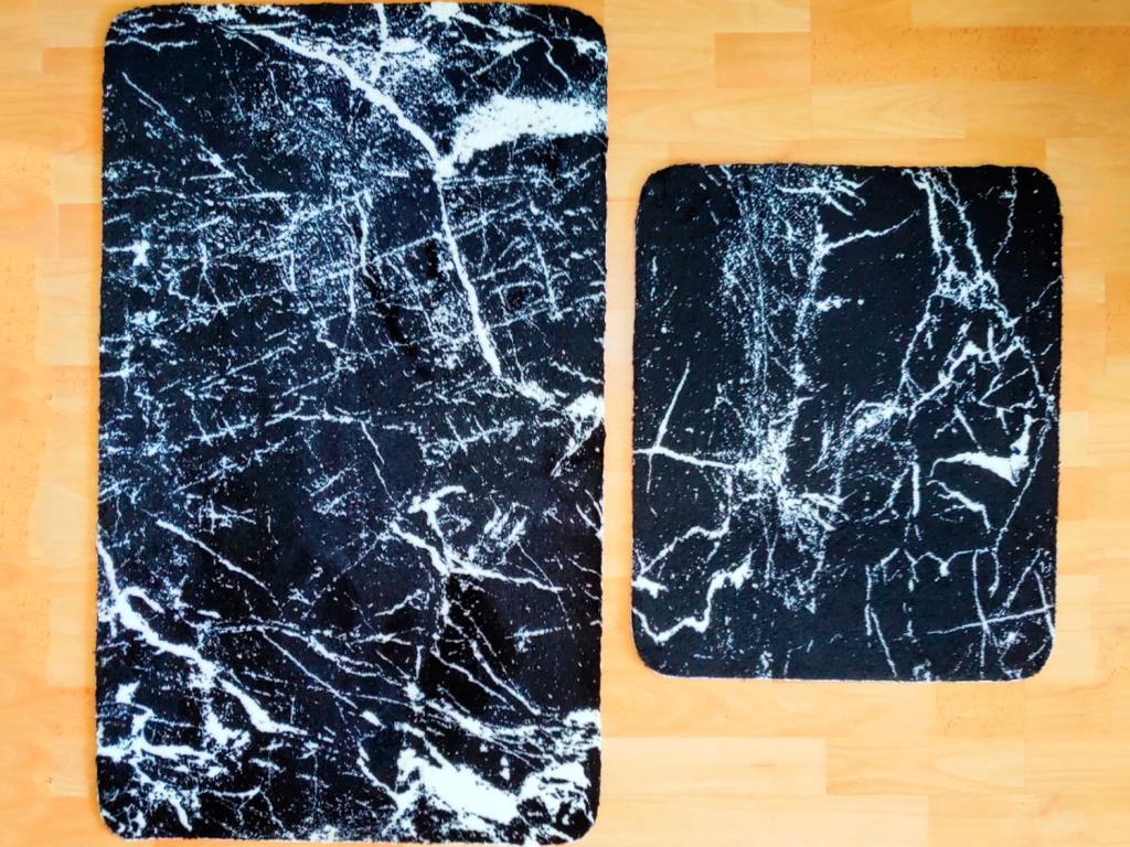 Elegance Bath Mat Cracked Stone Black