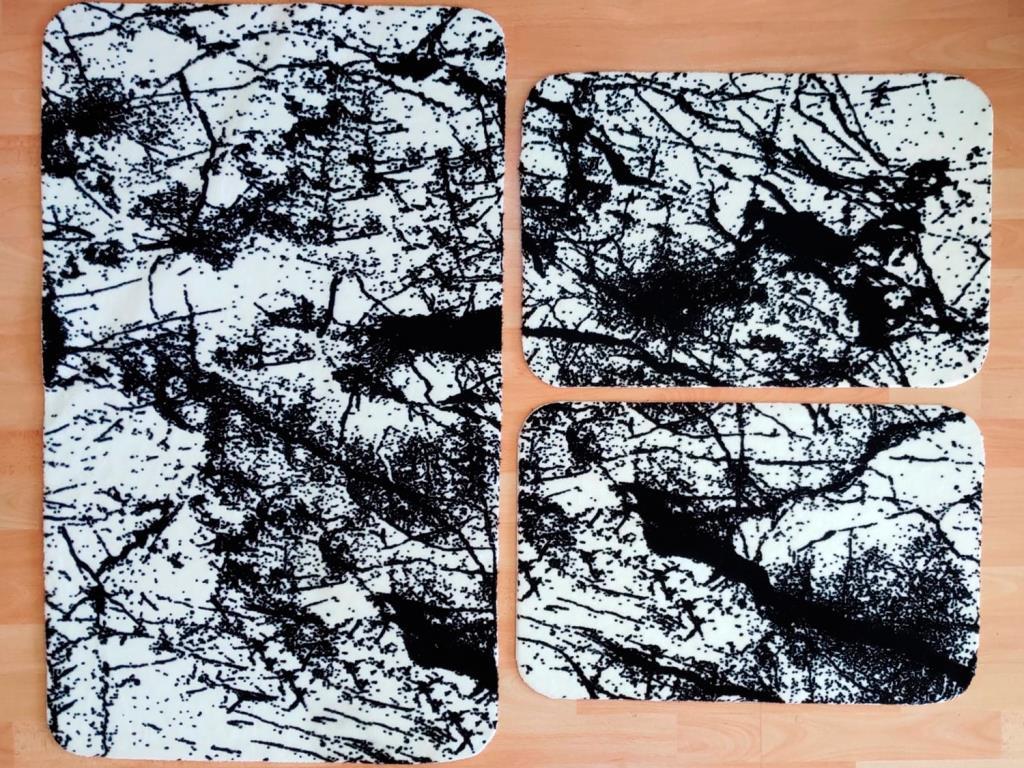 Çeyiz Diyarı - Elegance 3 Piece Bath Mat Cracked Stone White Çeyiz Diyarı - Elegance 3 Piece Bath Mat Cracked Stone White