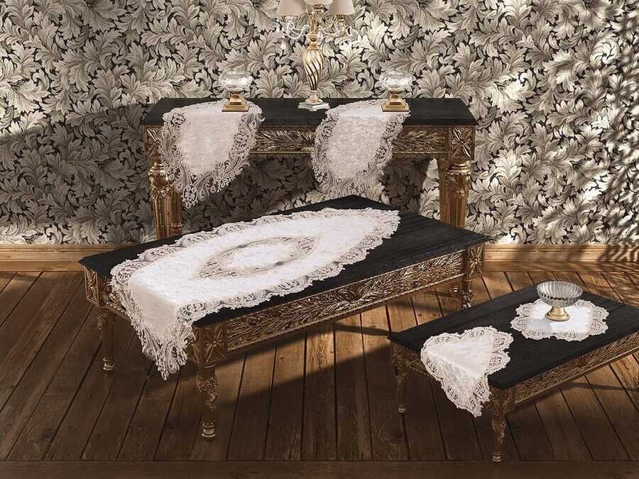 Elegance Living Room Set 5 Pieces Cream