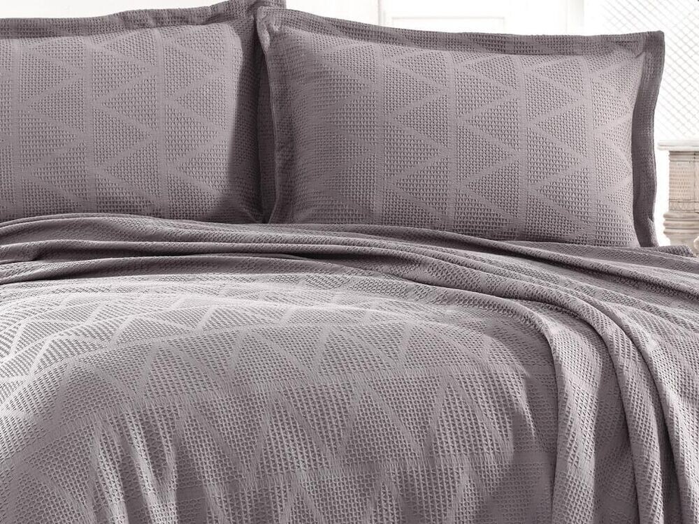 Elegant Double Bed Cover Set Gray - Thumbnail