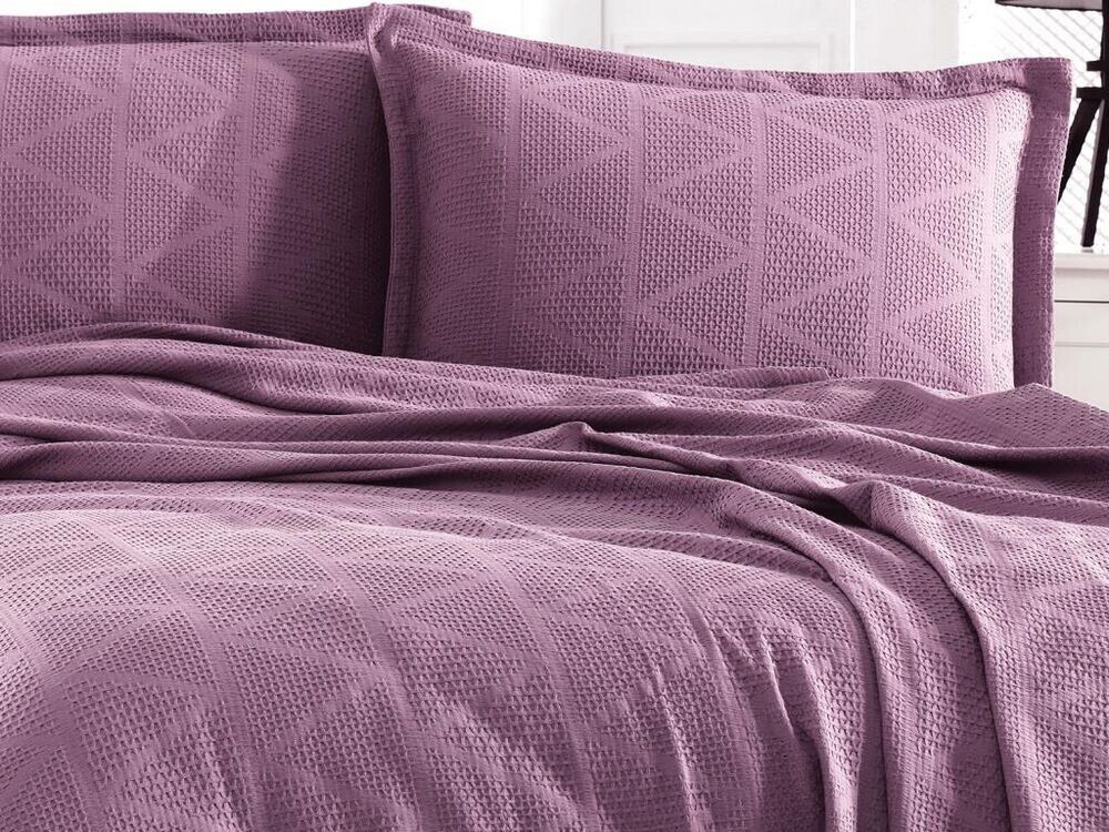 Elegant Double Bed Cover Set Purple - Thumbnail