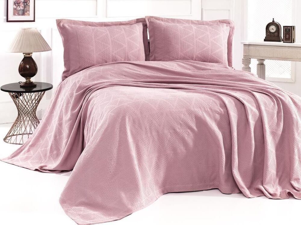 Elegant Double Bed Cover Set Powder
