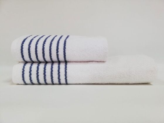 Elegant Double Cotton Bath Towel Set - Cream Gray