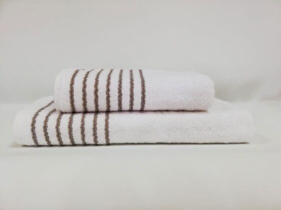 Elegant Double Cotton Bath Towel Set - Cream Brown