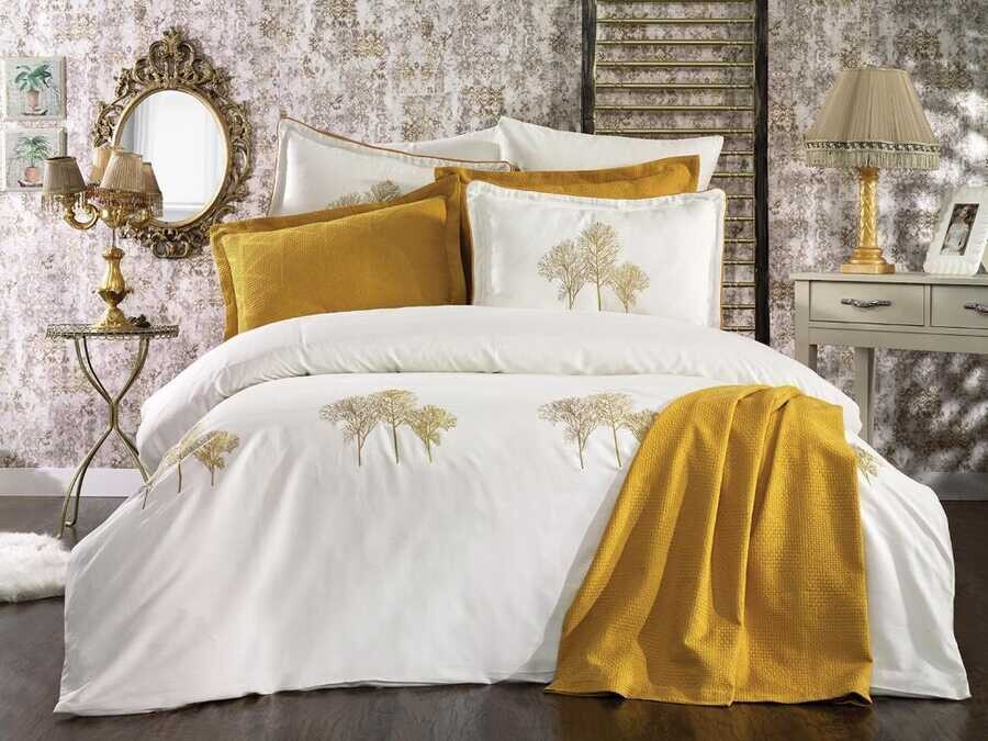 Dowry World - Elegant Tree Embroidered Bridal Set Mustard Dowry World - Elegant Tree Embroidered Bridal Set Mustard