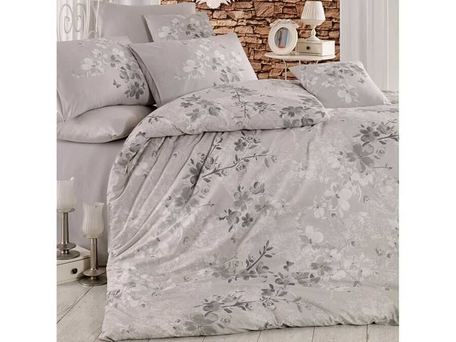  Elena 100% Cotton Double Duvet Cover Set Gray