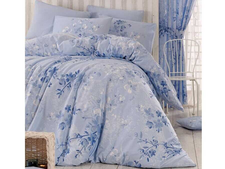 Best Class - Elena 100% Cotton Double Duvet Cover Set Blue