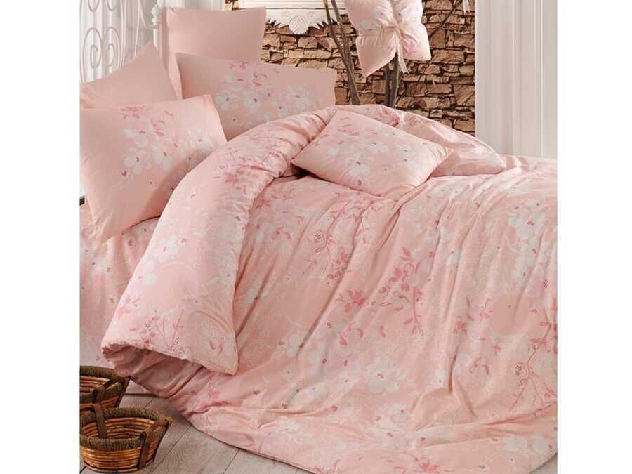 Elena 100% Cotton Double Duvet Cover Set Pink