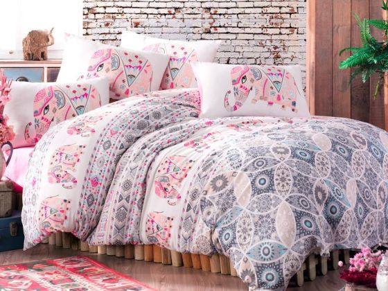 Elephant Double Sleeping Set Pink White