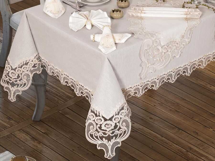 Elif Table Cloth 160x260 Cm 26 Pieces Cream