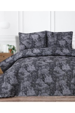 Elissa Double Size Velvet Bedspread Set, Coverlet 230x240 with Pillowcase Antrachite - Thumbnail