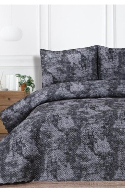 Elissa Double Size Velvet Bedspread Set, Coverlet 230x240 with Pillowcase Antrachite - Thumbnail