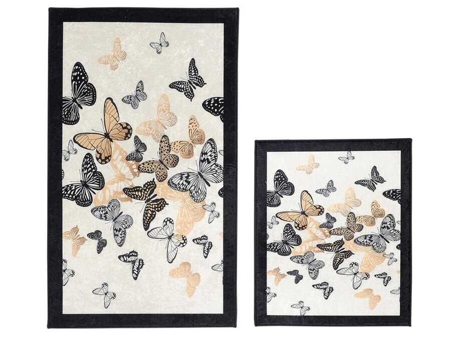 Elit Lux Rectangular 2-Piece Bath Mat Set Butterfly Gold