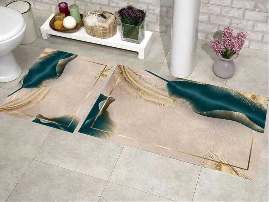 Elite Lux Rectangular 2-Piece Bath Mat Set Down Beige