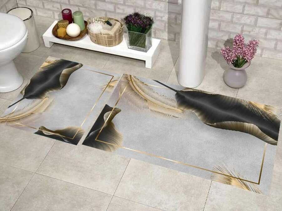 Elite Lux Rectangular 2-Piece Bath Mat Set Down Gray - Thumbnail
