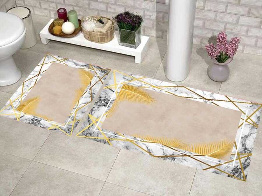 Elite Lux Rectangular 2-Piece Bath Mat Set Forest Beige - Thumbnail