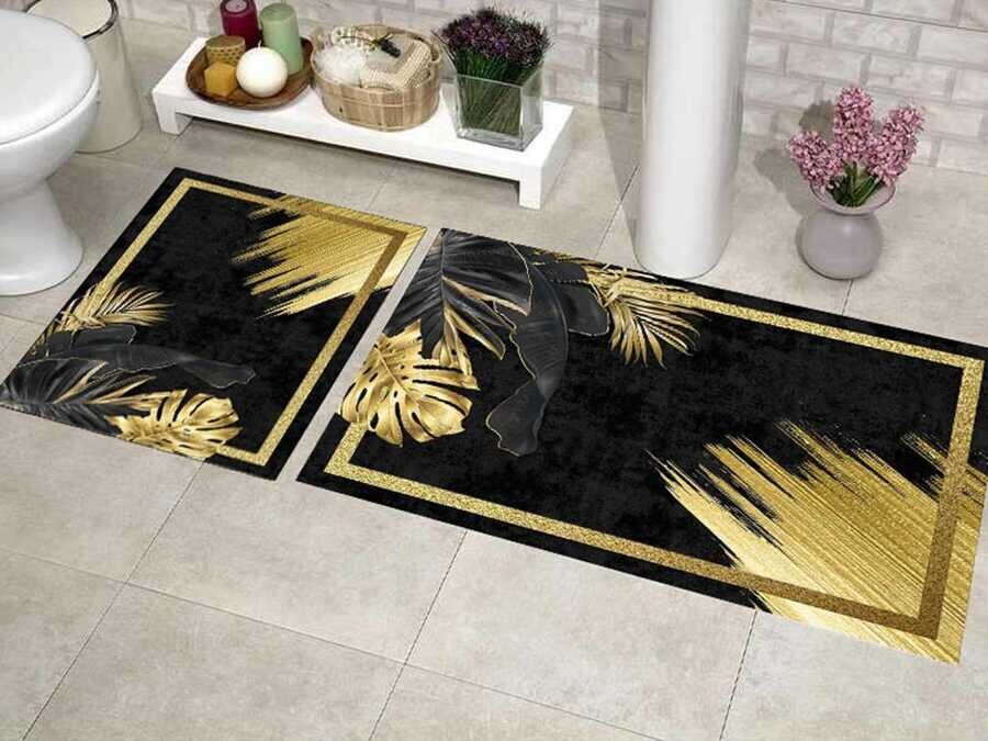 Elite Lux Rectangular 2-Piece Bath Mat Set Forest Black - Thumbnail