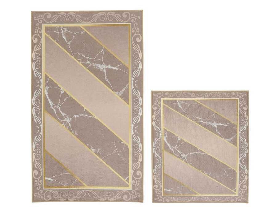 Elite Lux Rectangular 2-Piece Bath Mat Set Mirror Cappuccino