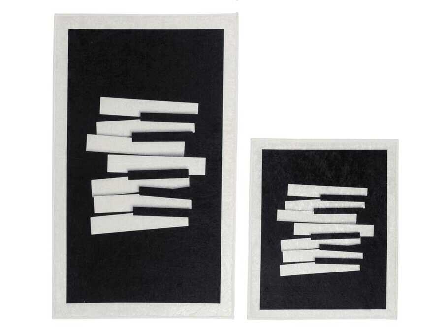 Elite Lux Rectangular 2-Piece Bath Mat Set Piano Black - Thumbnail