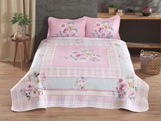 Elita Printed Quilted Double Bedspread Pink