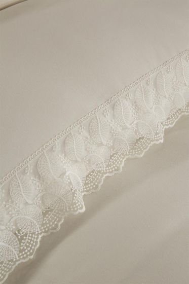 Eliza Duvet Cover Set 6pcs, Duvet Cover 200x220, Bedsheet 240x260 Cotton Fabric, Full Size, Double Size Cream