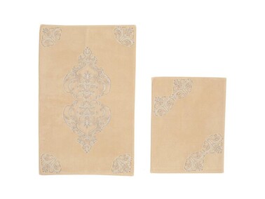 Elizabeth French Guipure 2 Pcs Bath Mat Set - Cappucino - Thumbnail