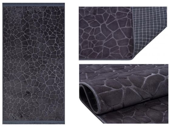 Embos Non-Slip Base Rectangular Carpet 80x150 Cm Anthracite