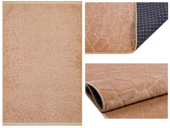 Embos Non-Slip Base Rectangular Carpet 80x150 Cm Cappucino