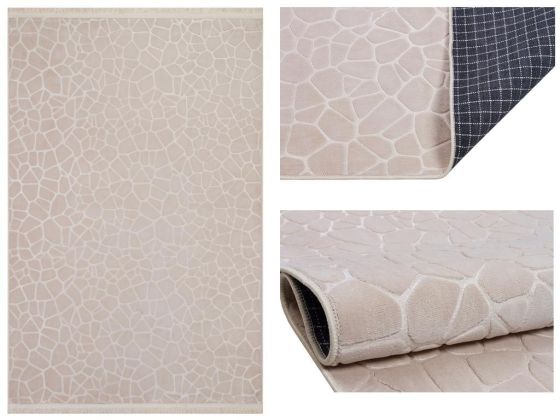 Embos Non-Slip Base Rectangular Carpet 80x150 Cm Ecru