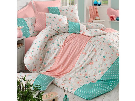 Emely 100% Cotton Double Duvet Cover Set Turquoise