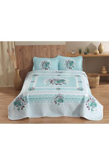 Emily Quilted Bedspread Set 3pcs, Coverlet 240x250, Pillowcase 50x70, Double Size, Green