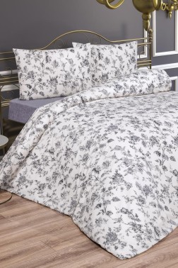 Emma Bedding Set 4 Pcs, Duvet Cover, Bed Sheet, Pillowcase, Double Size, Self Patterned, Wedding, Daily use Gray - Thumbnail