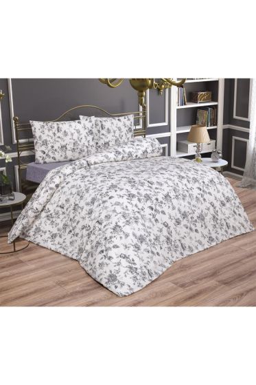 Emma Bedding Set 4 Pcs, Duvet Cover, Bed Sheet, Pillowcase, Double Size, Self Patterned, Wedding, Daily use Gray