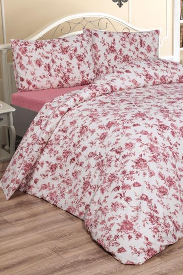 Emma Bedding Set 4 Pcs, Duvet Cover, Bed Sheet, Pillowcase, Double Size, Self Patterned, Wedding, Daily use Red
