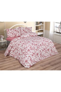Emma Bedding Set 4 Pcs, Duvet Cover, Bed Sheet, Pillowcase, Double Size, Self Patterned, Wedding, Daily use Red - Thumbnail