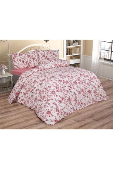 Emma Bedding Set 4 Pcs, Duvet Cover, Bed Sheet, Pillowcase, Double Size, Self Patterned, Wedding, Daily use Red