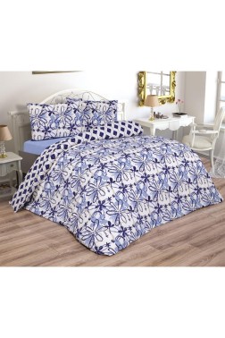 Erika Bedding Set 4 Pcs, Duvet Cover, Bed Sheet, Pillowcase, Double Size, Self Patterned, Wedding, Daily use Blue - Thumbnail