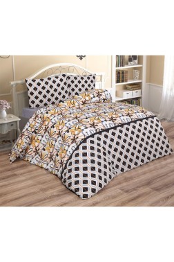 Erika Bedding Set 4 Pcs, Duvet Cover, Bed Sheet, Pillowcase, Double Size, Self Patterned, Wedding, Daily use Brown - Thumbnail