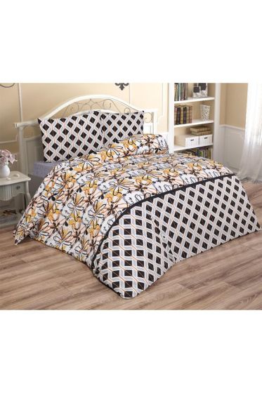 Erika Bedding Set 4 Pcs, Duvet Cover, Bed Sheet, Pillowcase, Double Size, Self Patterned, Wedding, Daily use Brown