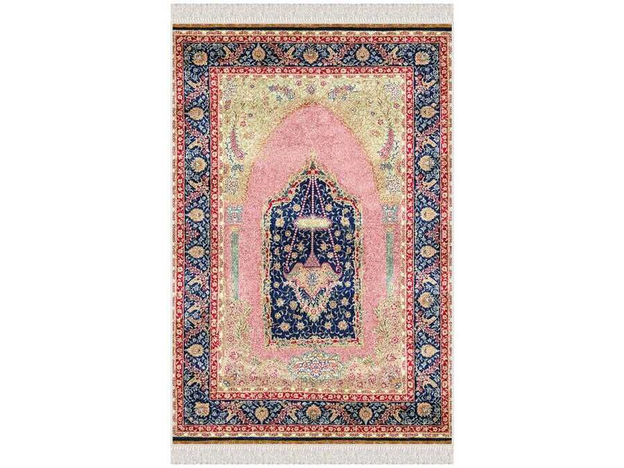 Erva Velvet Prayer Rug Powder Navy Blue