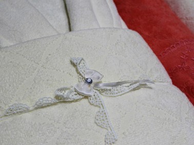 Eva Gold Ribbon Lux Family Bathrobe Set 6 Pieces Pomegranate Blossom Cream - Thumbnail
