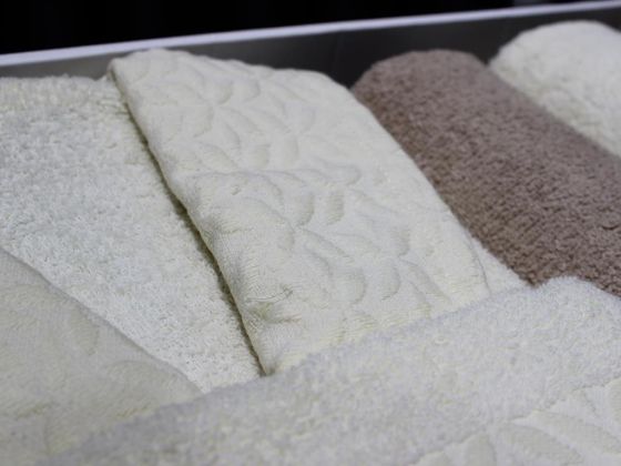 Eva Gold Clover Patterned Lux Family Bathrobe Set 6 Pieces Brown Cream