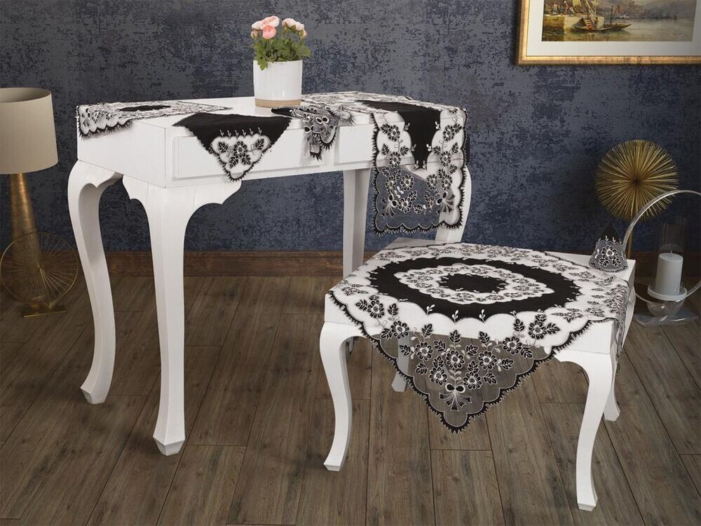 Dowry World - Event Embroidered Living Room Set 16 Pieces - Black