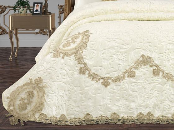 Eylül French Guipure Blanket Set Cream